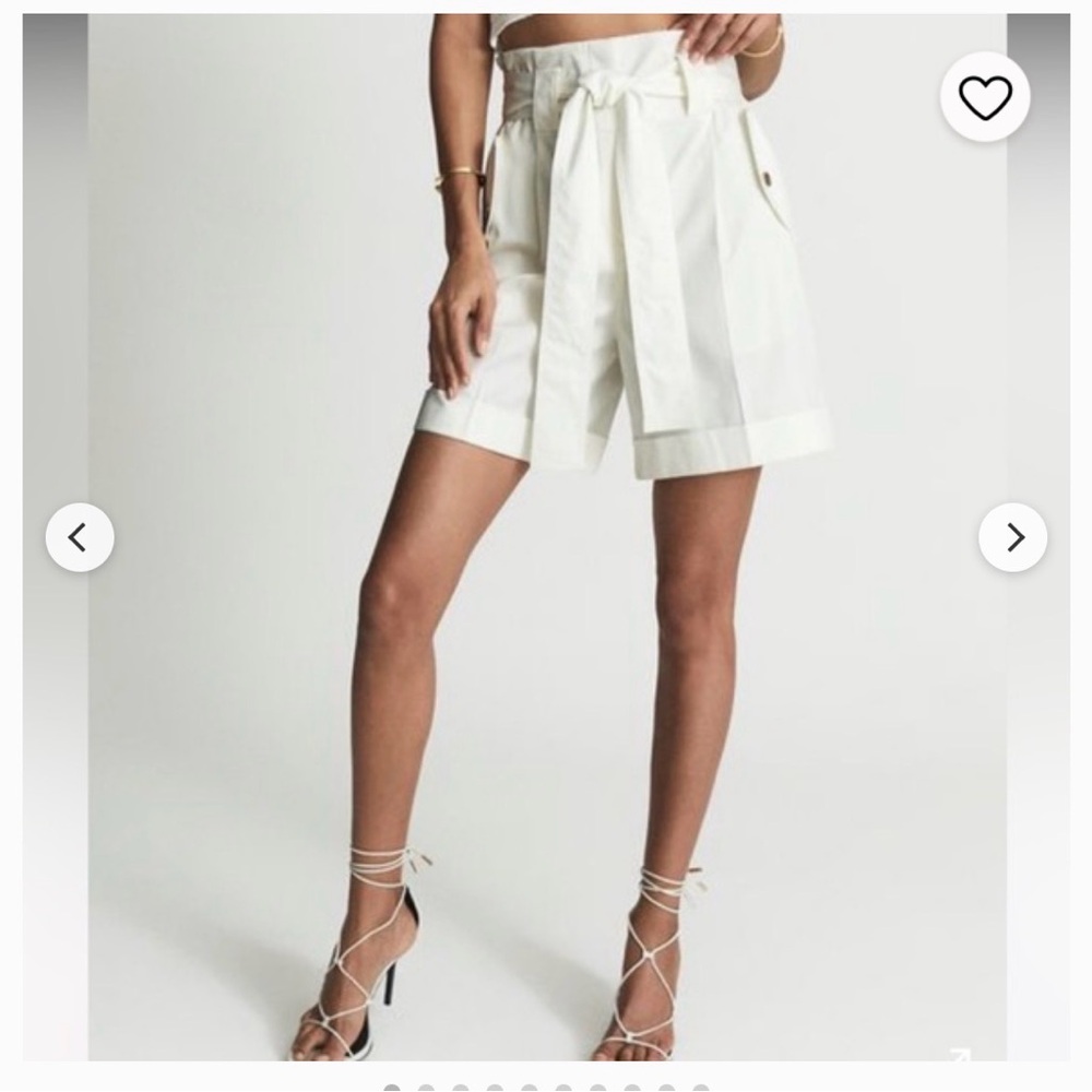 Reiss Ivory High-Waist Tie-Belt Shorts - Picture 8 of 9